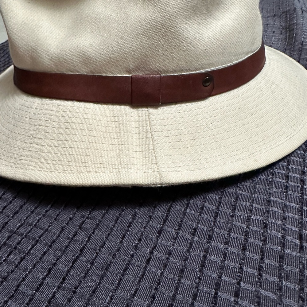 Eddie Bauer | Vintage Canvas Beige Fedora Hat, Unisex Size Medium - Picture 8 of 12